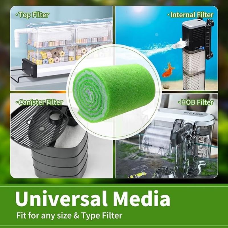 Aquarium Dual Density Filter Media Pad Roll Cut To Fit for Fish Tank And Canister Filters